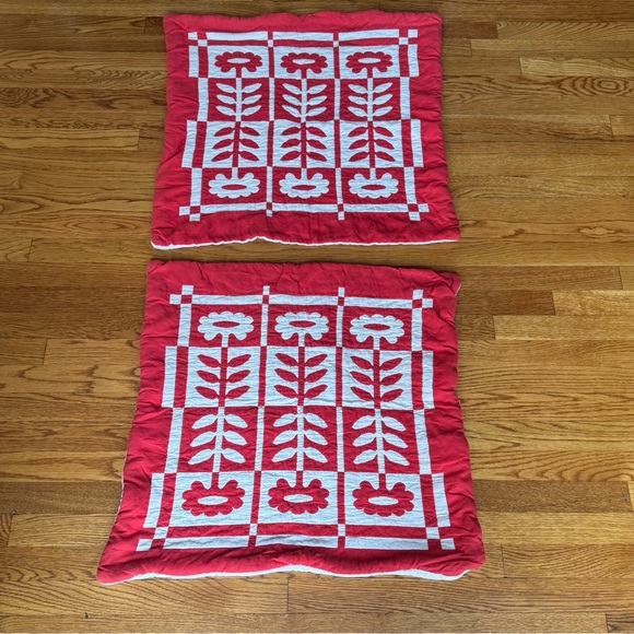 Two Schoolhouse Stillwater Floral Pillow Shams Euro in Red / Magenta 100% Cotton - Picture 2 of 5